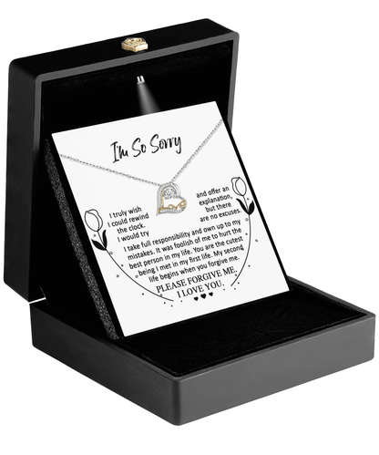 Apology Gift for Girlfriend, Wife, Soulmate - Sorry, My First Life - Love Dancing Heart Pendant Necklace - Mallard Moon Gift Shop