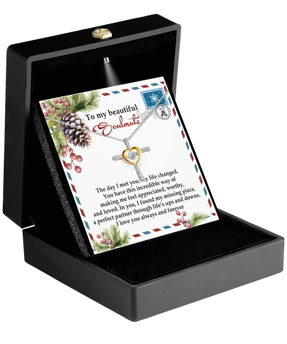 Soulmate, Wife, Girlfriend Romantic Gift - Perfect Partner - Dancing Cross Pendant Necklace
