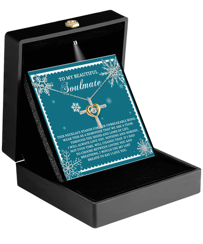Soulmate, Wife, Girlfriend Romantic Gift - A Team - Dancing Cross Pendant Necklace - Mallard Moon Gift Shop
