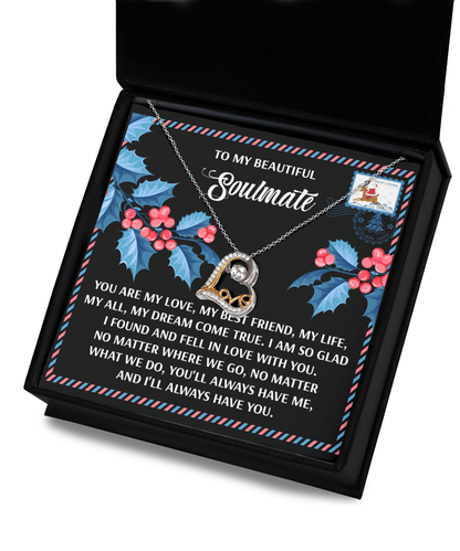 To My Beautiful Soulmate My Love, Best Friend, My Life Christmas Anniversary Heart Pendant Necklace for Wife Girlfriend Jewelry - Mallard Moon Gift Shop