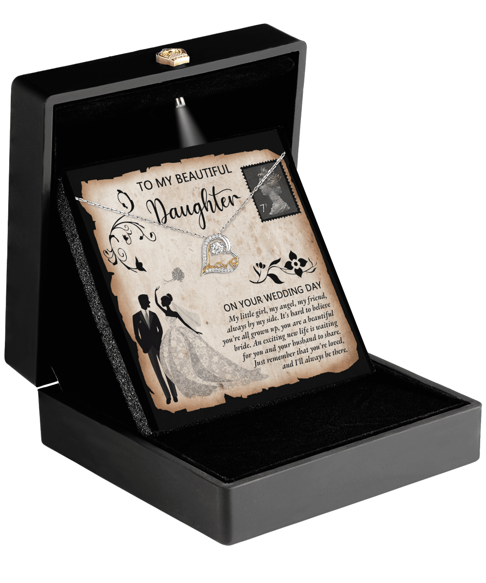 Daughter Wedding Day Gift, Dancing Love Heart Pendant Necklace, Gift for Bride - Mallard Moon Gift Shop