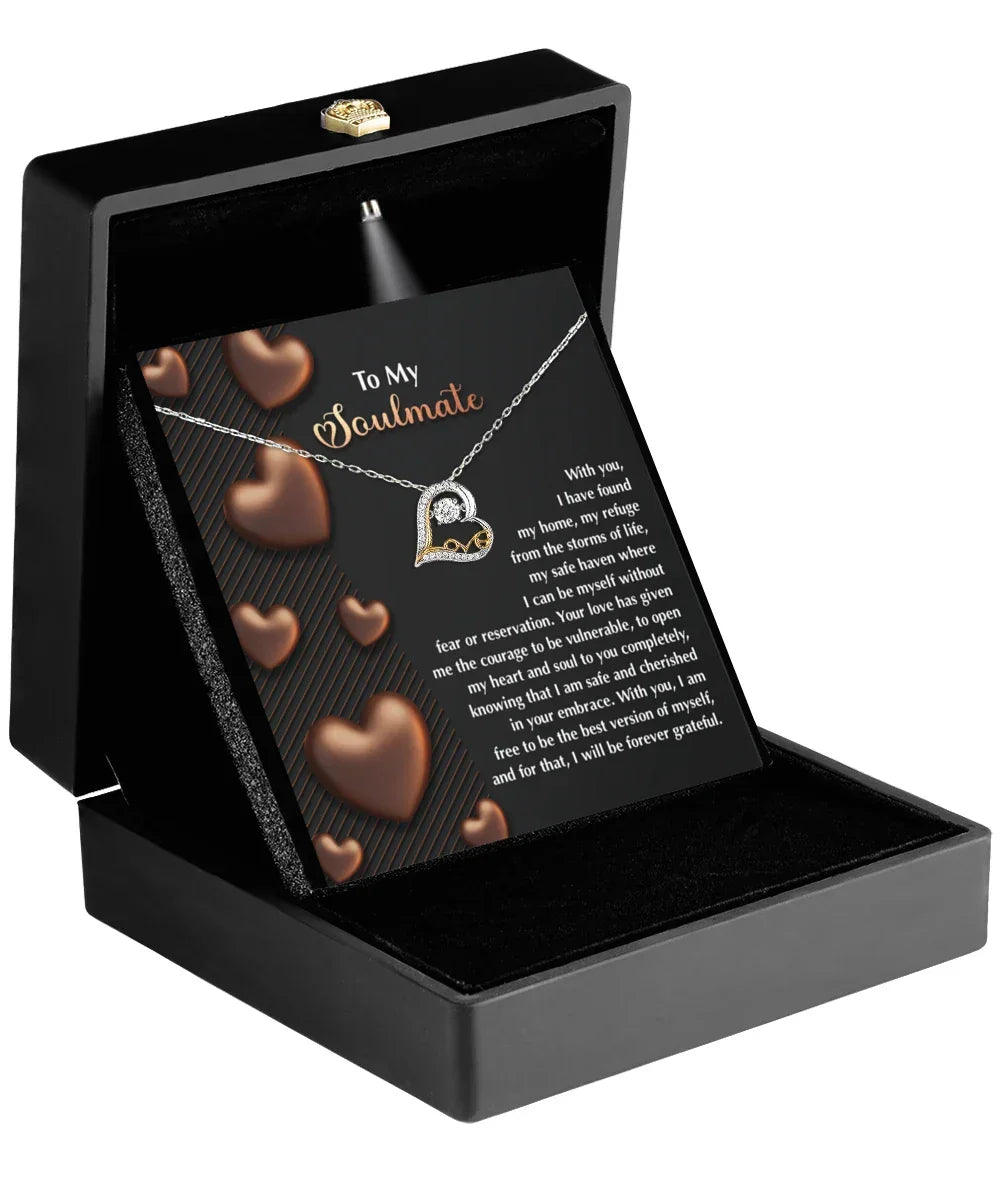 To My Soulmate - Love Dancing Heart Necklace – A Heartfelt Valentine’s Day Gift for Your Safe Haven and Forever Love
