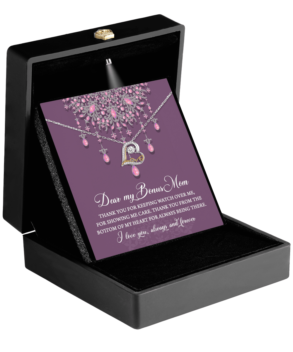 Dear Bonus Mom Thank You for Always Being There Heart Pendant Necklace - Mallard Moon Gift Shop
