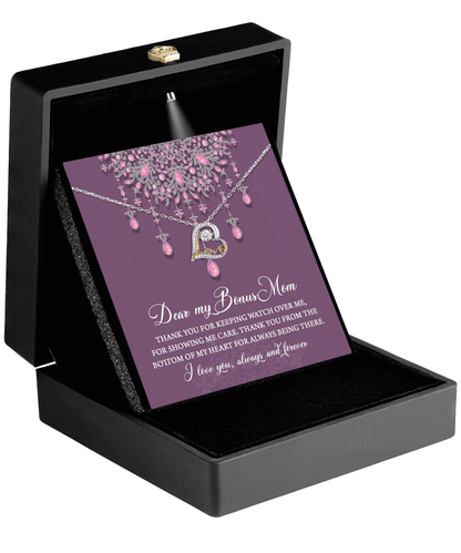 Dear Bonus Mom Thank You for Always Being There Heart Pendant Necklace - Mallard Moon Gift Shop