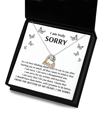 Apology Gift for Girlfriend, Wife, Soulmate - Sorry, Done Better - Love Dancing Heart Pendant Necklace - Mallard Moon Gift Shop