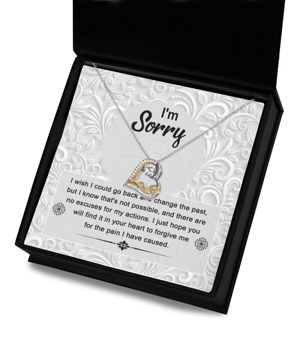 Apology Gift for Girlfriend, Wife, Soulmate - Sorry, Change The Past - Love Dancing Heart Pendant Necklace - Mallard Moon Gift Shop