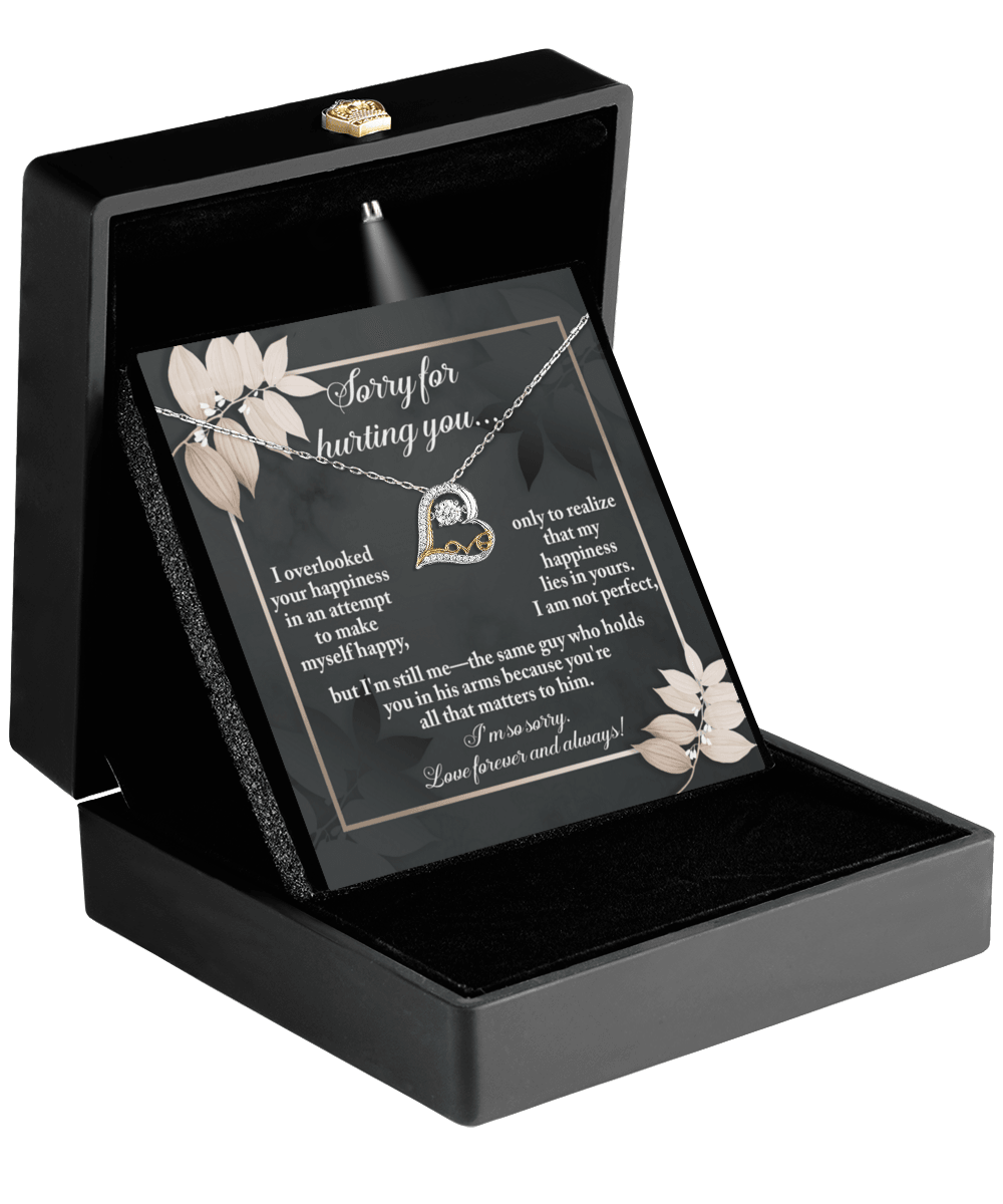 Apology Gift for Girlfriend, Wife, Soulmate - Sorry, Lies In Yours - Love Heart Pendant Necklace - Mallard Moon Gift Shop