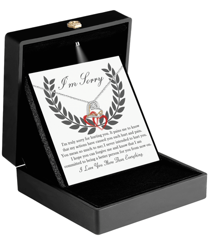 Apology Gift for Girlfriend, Wife, Soulmate - Sorry, From Now On - Love Dancing Heart Pendant Necklace - Mallard Moon Gift Shop