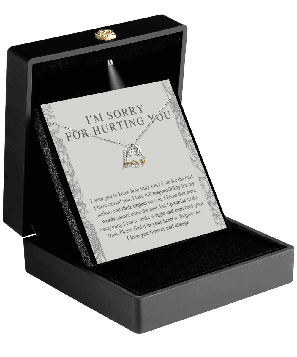 Apology Gift - I'm Sorry, I Promise to Do Everything - Love Dancing Heart Pendant Necklace - Mallard Moon Gift Shop