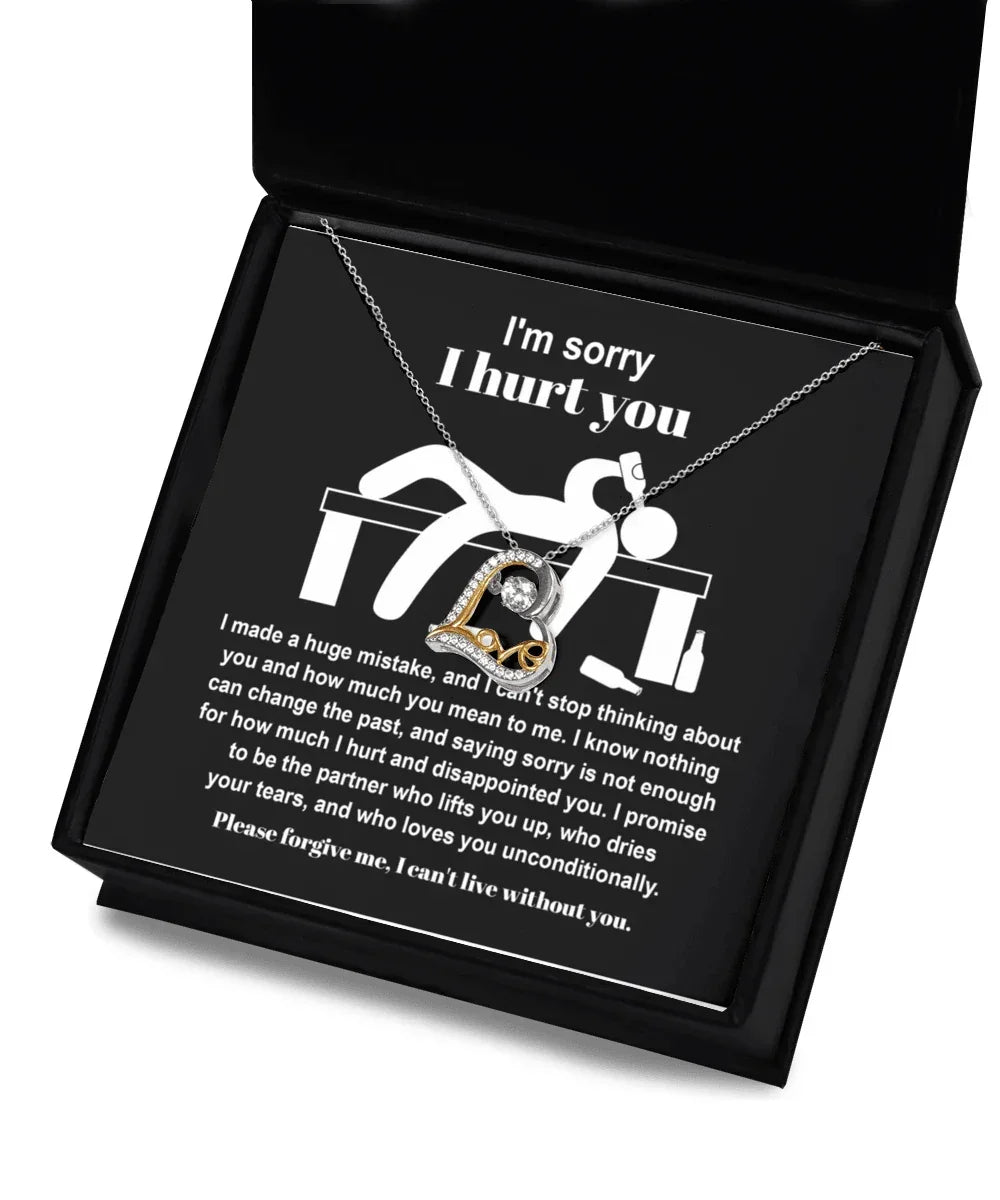 Apology Gift for Girlfriend, Wife, Soulmate - Sorry, Nothing Can Change The Past - Love Dancing Heart Pendant Necklace