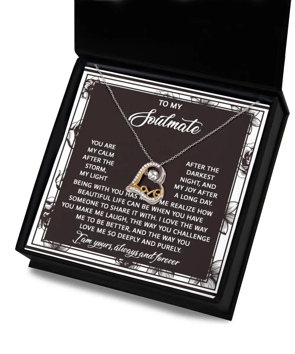To My Soulmate - Love Dancing Heart Necklace – A Romantic Valentine’s Day Gift with a Heartfelt Message