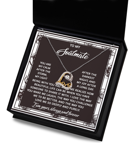 To My Soulmate - Love Dancing Heart Necklace – A Romantic Valentine’s Day Gift with a Heartfelt Message - Mallard Moon Gift Shop