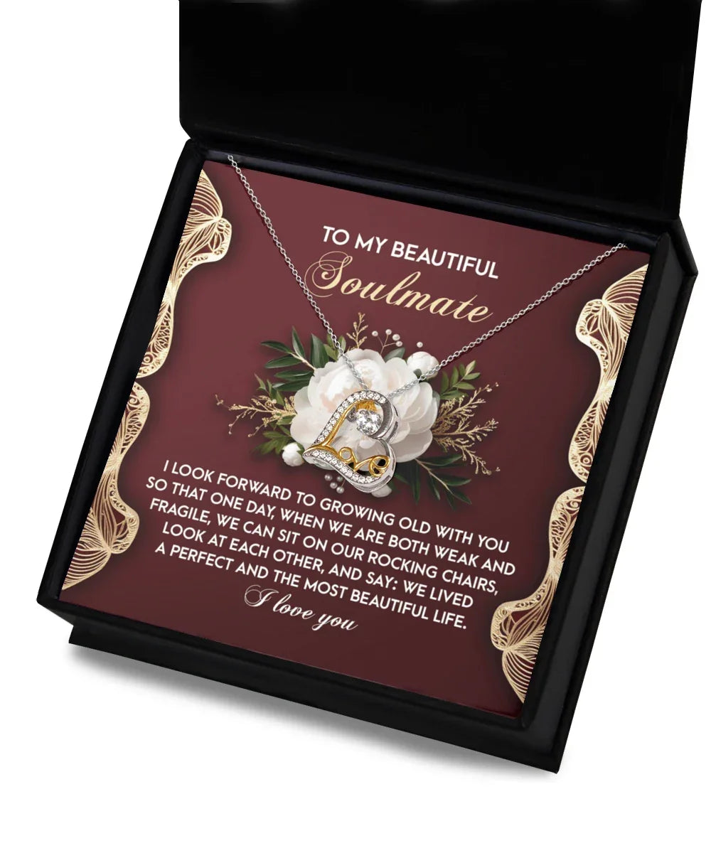 To My Beautiful Soulmate - Love Dancing Heart Necklace – A Romantic Gift Celebrating a Lifetime of Love