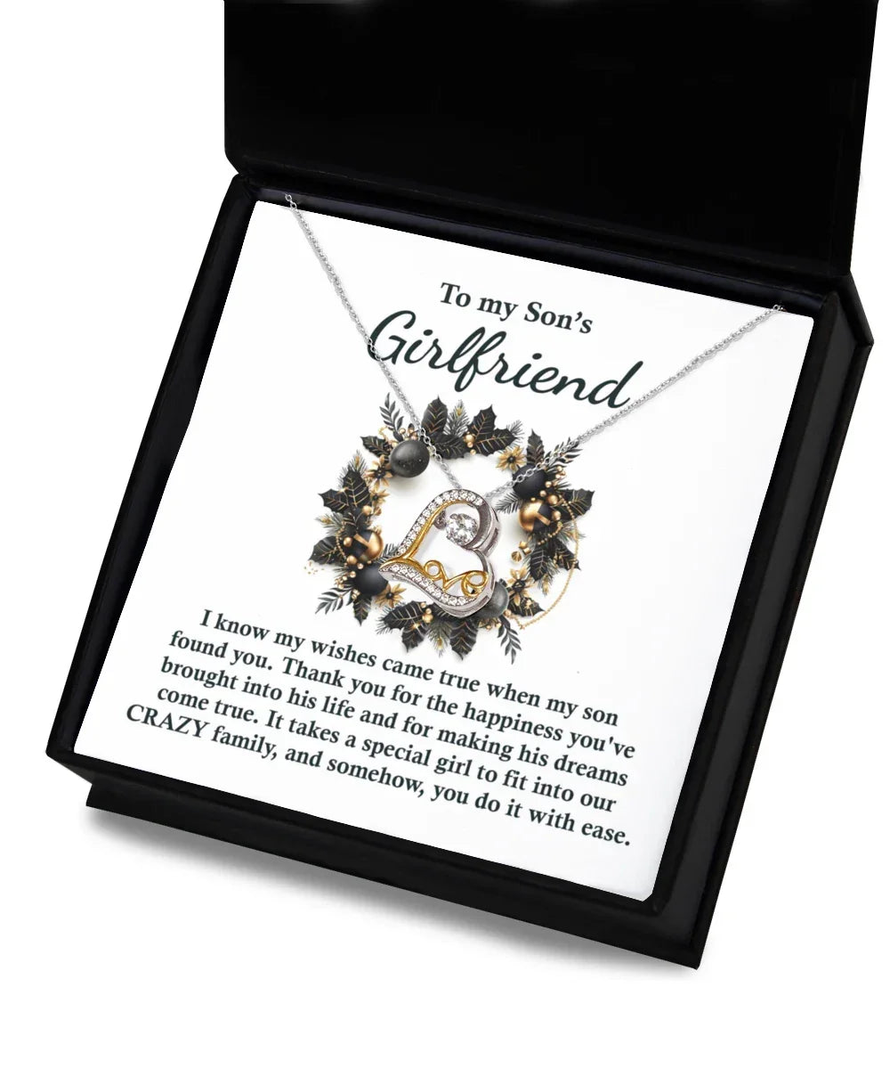 Gift for Son's Girlfriend - My Wishes Came True When He Found You - Love Dancing Heart Pendant Necklace