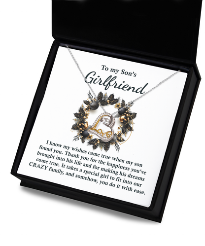 Gift for Son's Girlfriend - My Wishes Came True When He Found You - Love Dancing Heart Pendant Necklace - Mallard Moon Gift Shop