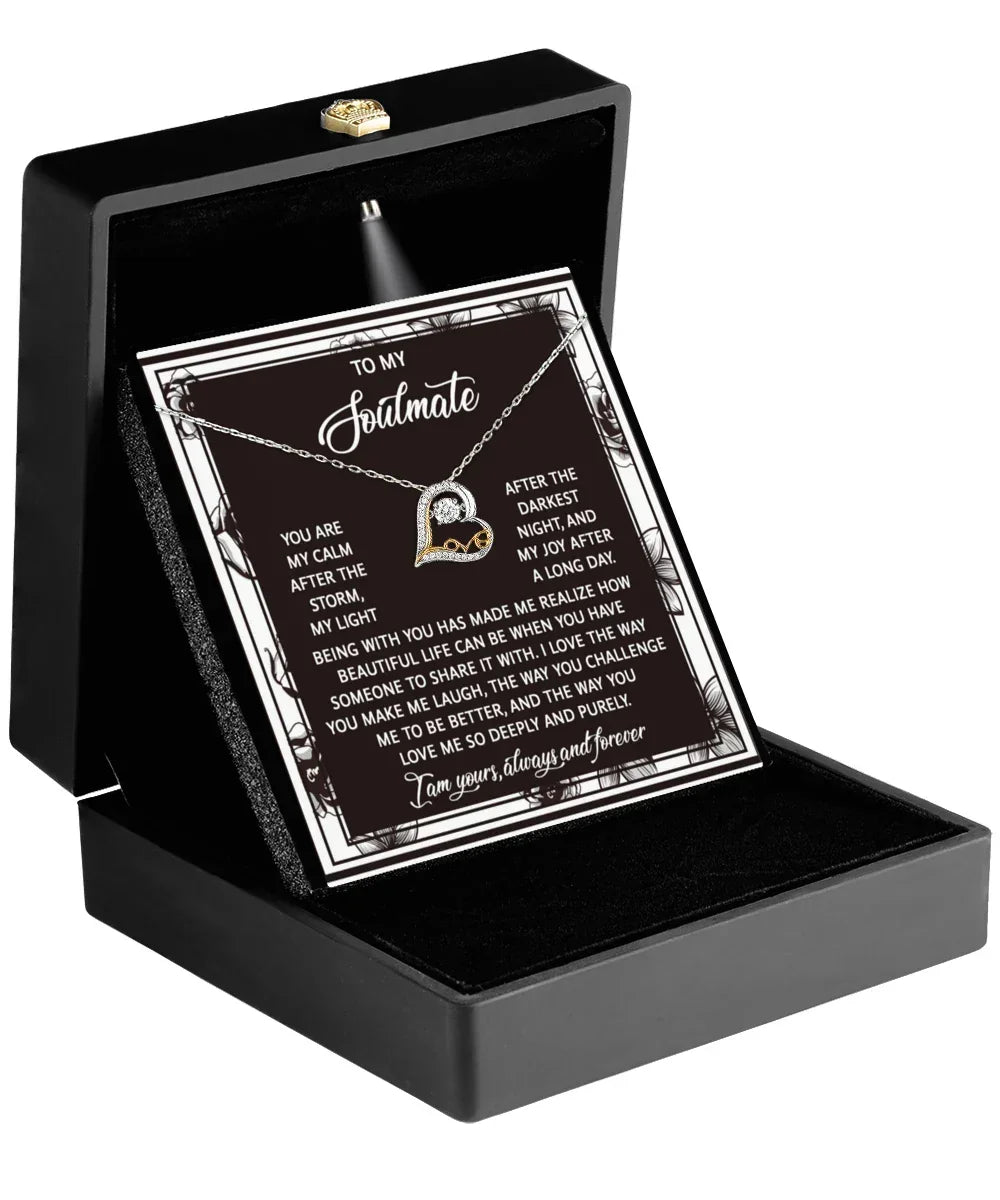 To My Soulmate - Love Dancing Heart Necklace – A Romantic Valentine’s Day Gift with a Heartfelt Message
