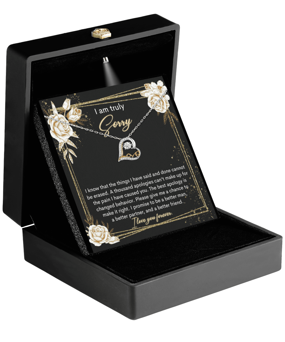 Apology Gift for Girlfriend, Wife, Soulmate - Sorry, Cannot Be Erased - Love Heart Pendant Necklace - Mallard Moon Gift Shop