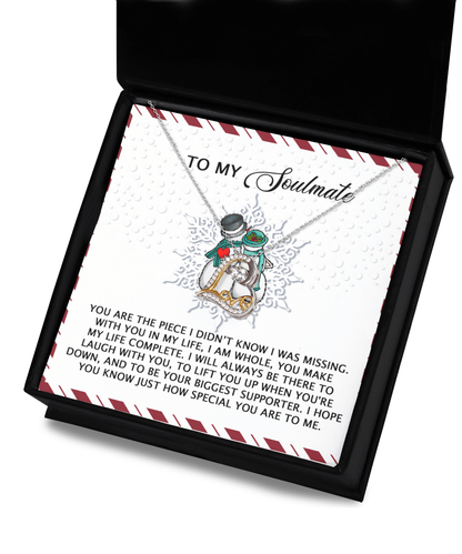 To My Soulmate You Are the Missing Piece Christmas Anniversary Heart Pendant Necklace for Wife Girlfriend Jewelry - Mallard Moon Gift Shop