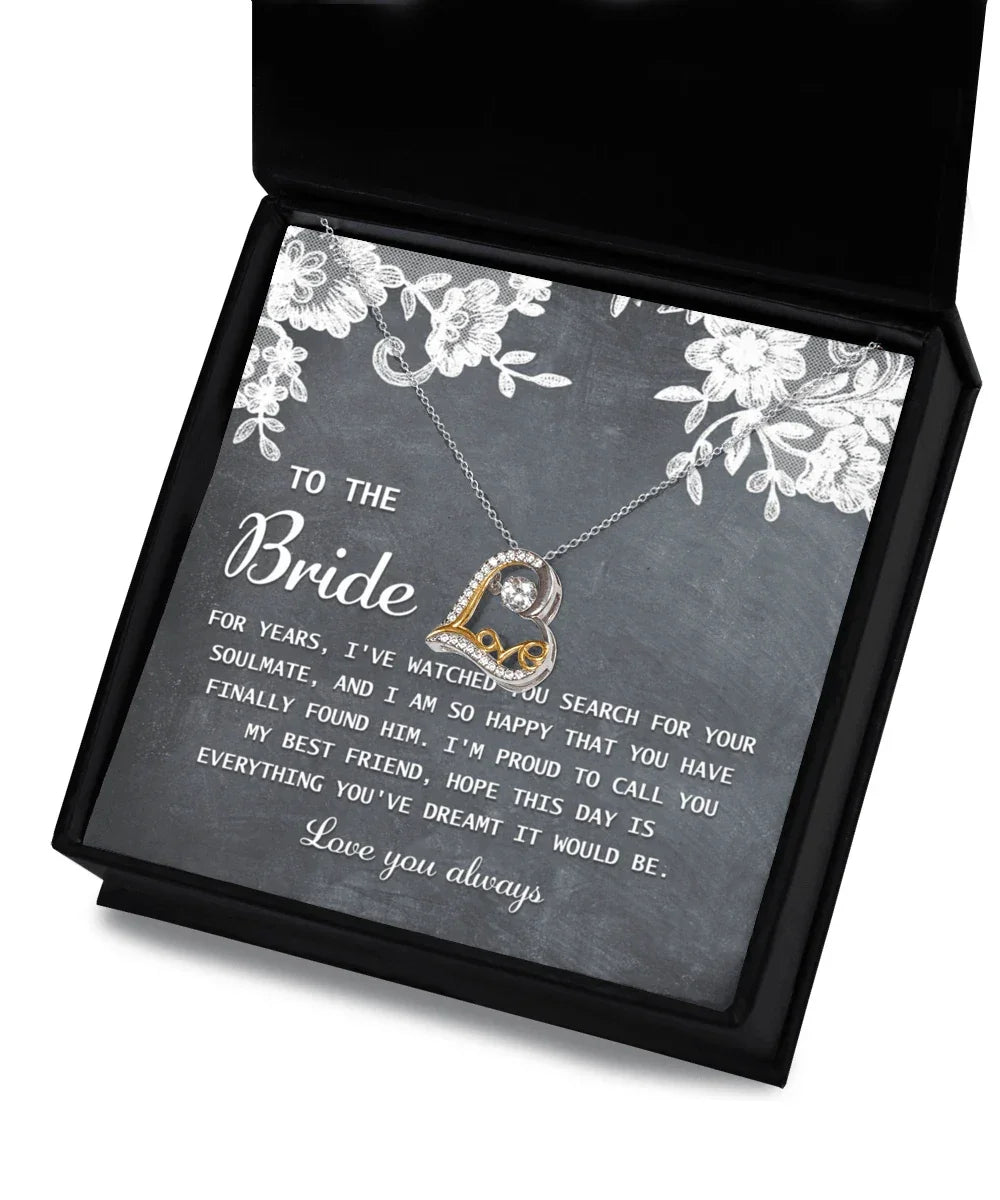 Bride Wedding Day Gift - My Best Friend - Love Dancing Heart Pendant Necklace