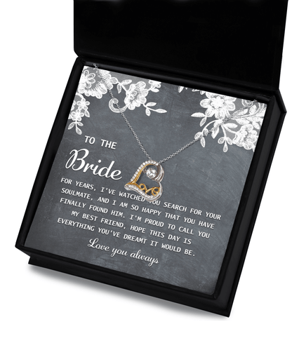 Bride Wedding Day Gift - My Best Friend - Love Dancing Heart Pendant Necklace - Mallard Moon Gift Shop