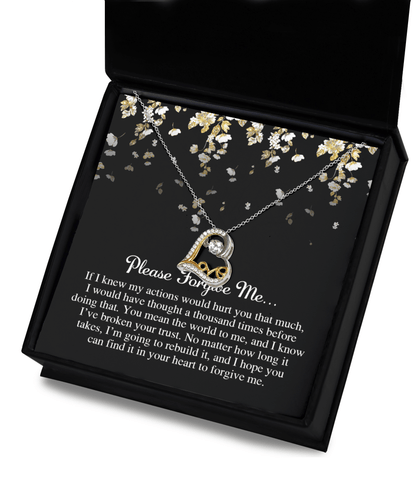 Apology Gift for Girlfriend, Wife, Soulmate - Sorry, Broken Your Trust - Love Dancing Heart Pendant Necklace - Mallard Moon Gift Shop