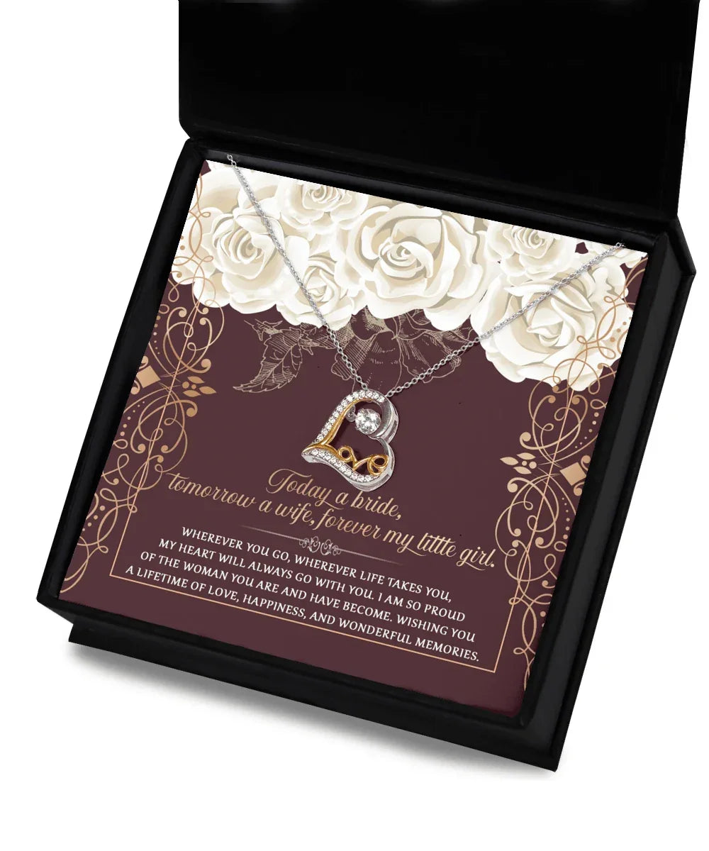 Daughter Wedding Day Gift - Wonderful Memories - Love Dancing Heart Pendant Necklace