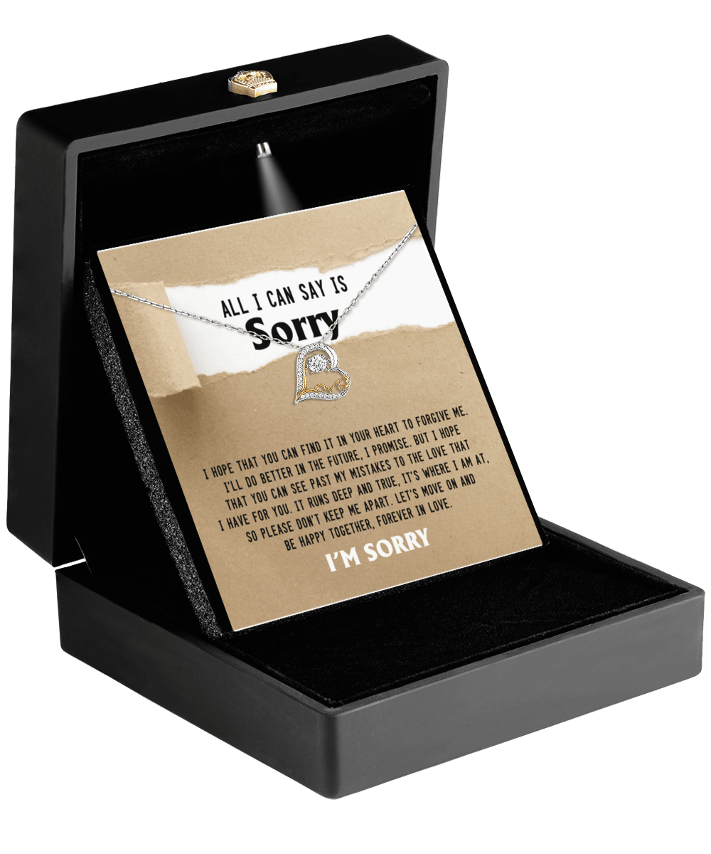 Apology Gift for Girlfriend, Wife, Soulmate - Sorry, Don't Keep Me Apart - Love Dancing Heart Pendant Necklace - Mallard Moon Gift Shop