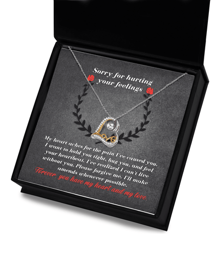 Apology Gift for Girlfriend, Wife, Soulmate - Sorry, Make Amends - Love Dancing Heart Pendant Necklace - Mallard Moon Gift Shop