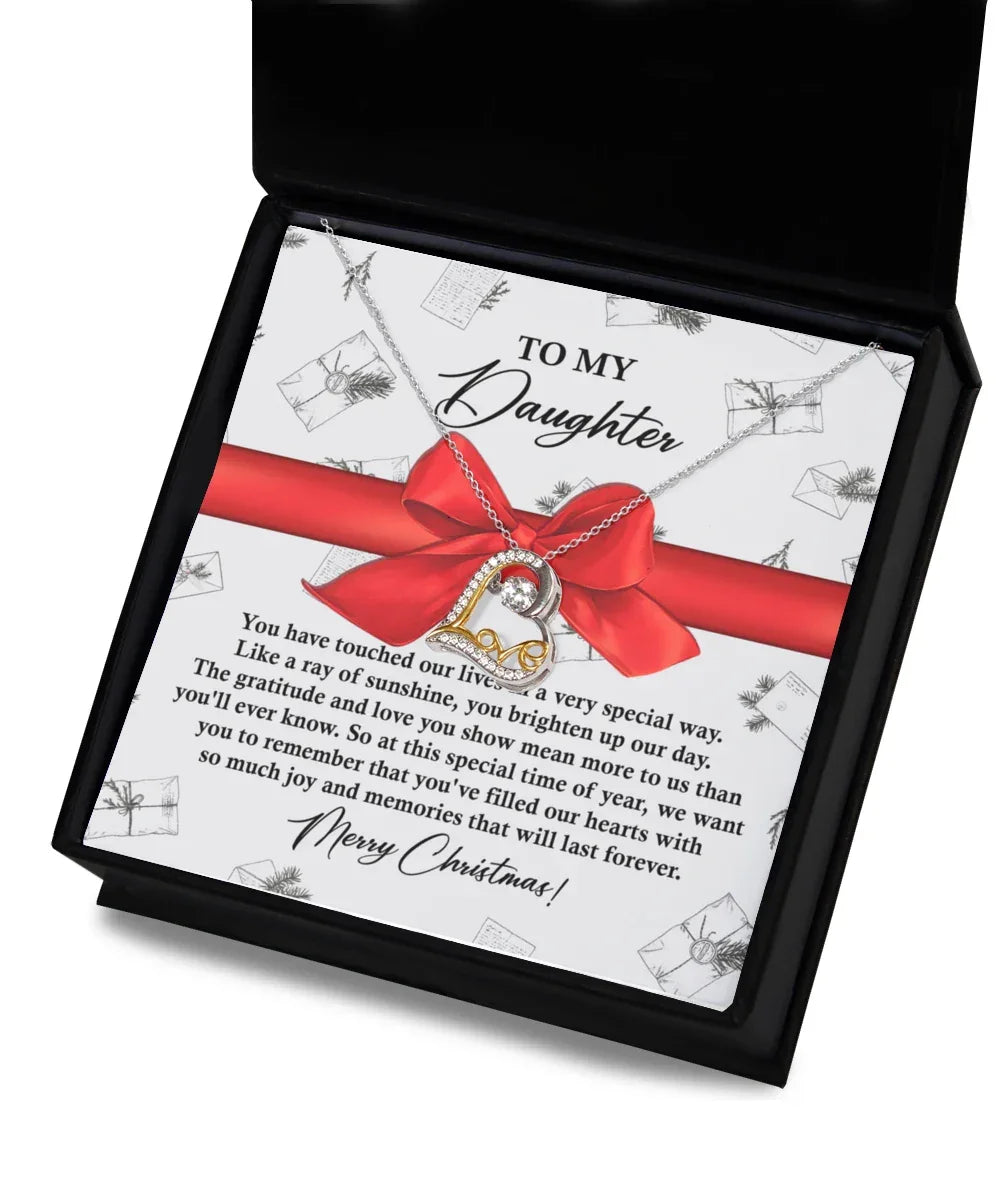 Daughter Christmas Present - Special Way - Love Dancing Heart Pendant Necklace