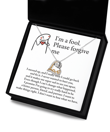 Apology Gift for Girlfriend, Wife, Soulmate - Sorry, Make Things Right - Love Heart Pendant Necklace - Mallard Moon Gift Shop