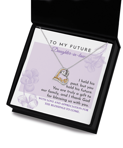 Future Daughter-in-law - You are a Gift to our Family Love Dancing Heart Pendant Necklace Wedding Gift for Bride - Mallard Moon Gift Shop