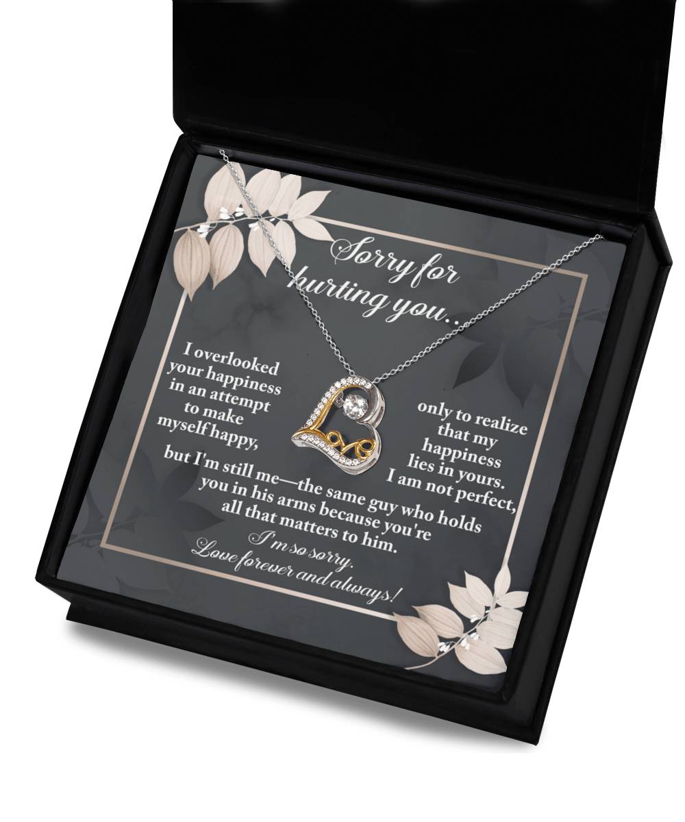 Apology Gift for Girlfriend, Wife, Soulmate - Sorry, Lies In Yours - Love Heart Pendant Necklace - Mallard Moon Gift Shop