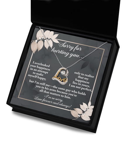 Apology Gift for Girlfriend, Wife, Soulmate - Sorry, Lies In Yours - Love Heart Pendant Necklace - Mallard Moon Gift Shop
