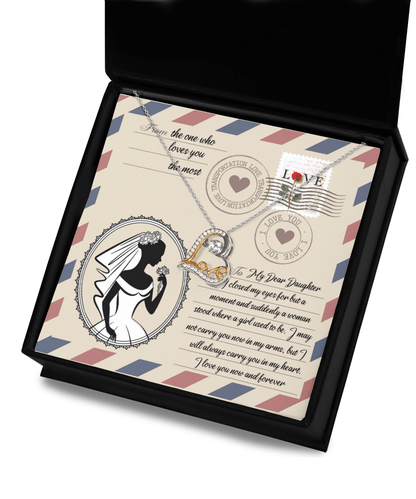 Daughter Wedding Day Gift for Bride Dancing Love Heart Pendant Necklace Gift from Mother and Father - Mallard Moon Gift Shop
