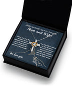 Happy Mother's Day to the Best Mom and Wife Cross Pendant Necklace