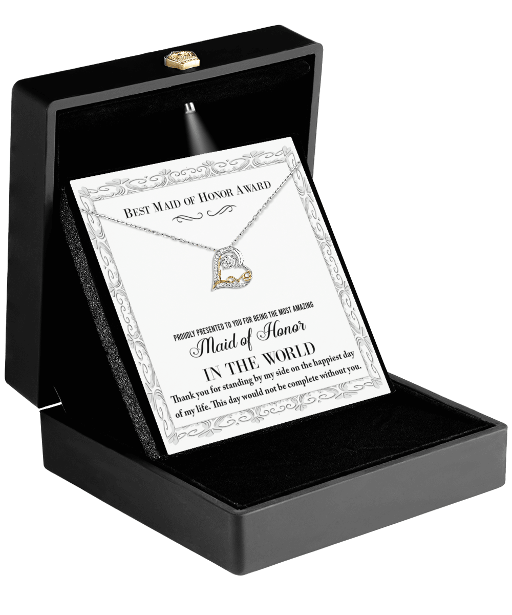 Maid of Honor Wedding Day Gift -Thank You Happiest Day Of My Life - Love Dancing Love Pendant Necklace - Mallard Moon Gift Shop
