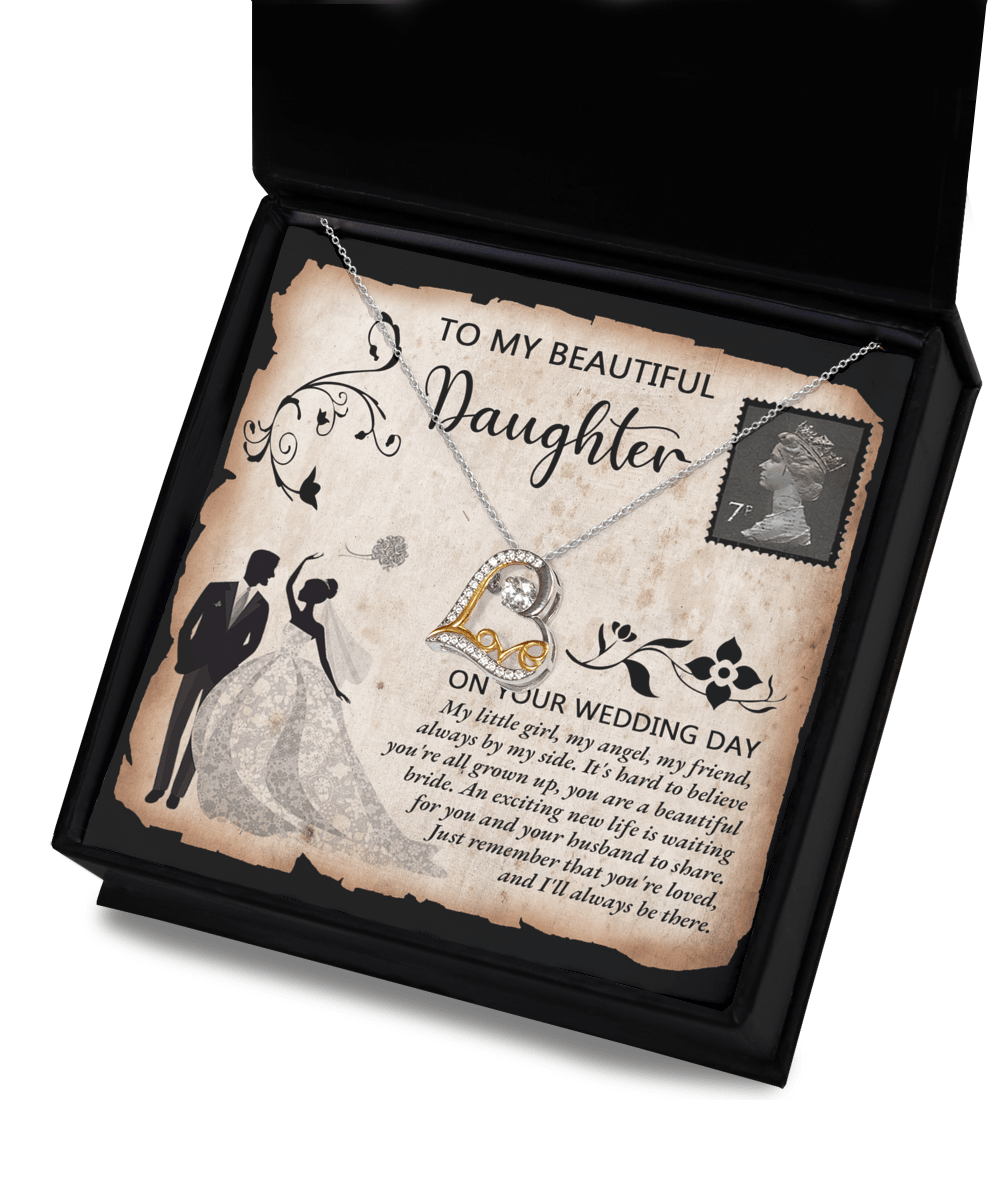 Daughter Wedding Day Gift, Dancing Love Heart Pendant Necklace, Gift for Bride - Mallard Moon Gift Shop