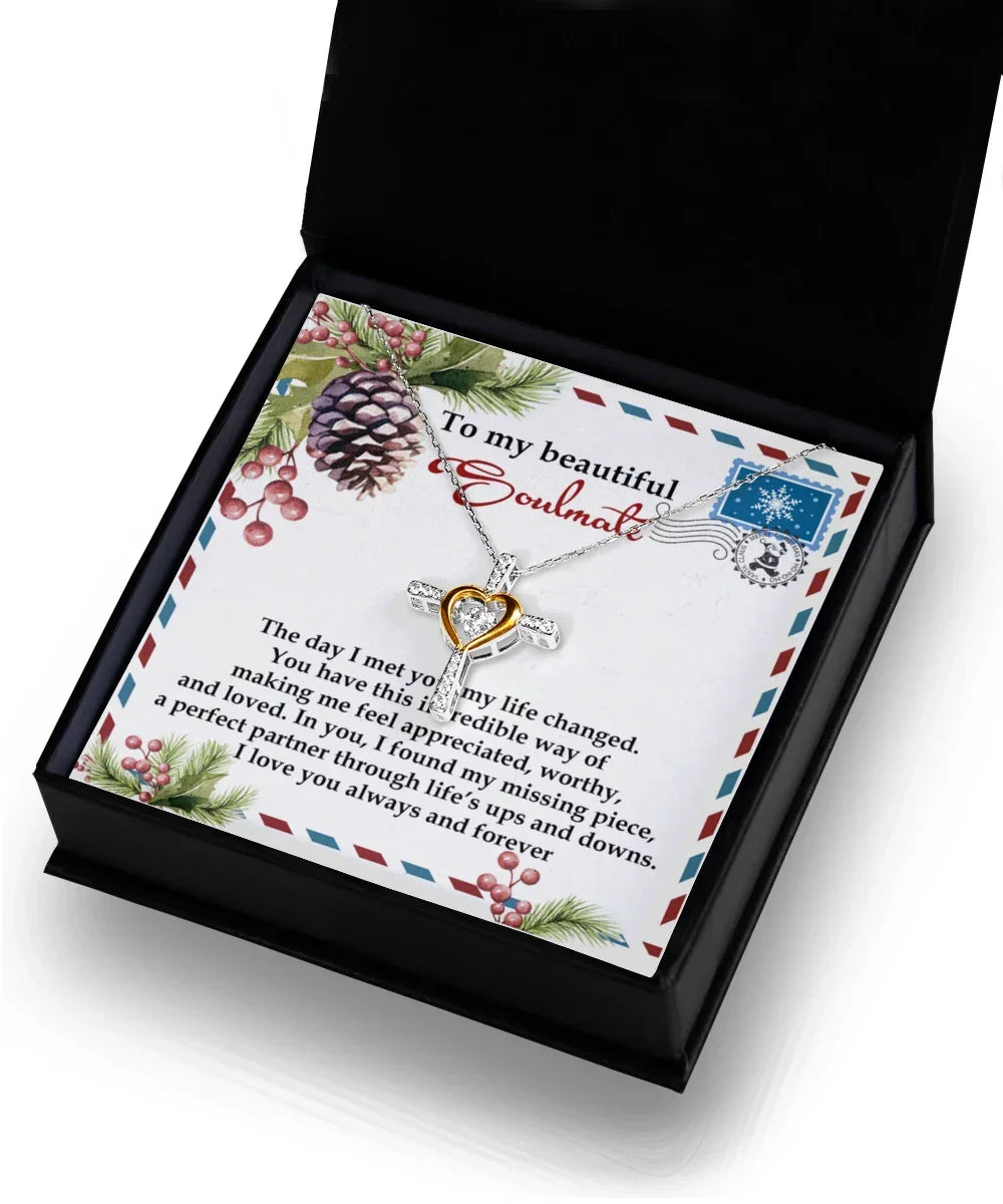 Soulmate, Wife, Girlfriend Romantic Gift - Perfect Partner - Dancing Cross Pendant Necklace