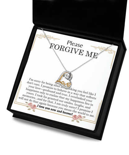 Apology Gift for Girlfriend, Wife - Sorry, Profound And True - Love Heart Pendant Necklace - Mallard Moon Gift Shop