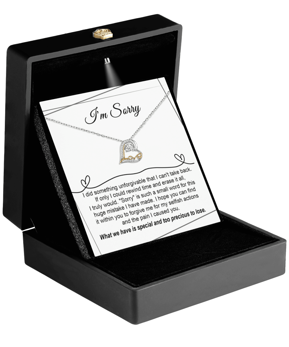 Apology Gift for Girlfriend, Wife, Soulmate - I'm Sorry, Forgive Me for the Pain I Caused You  - Love Heart Pendant Necklace - Mallard Moon Gift Shop