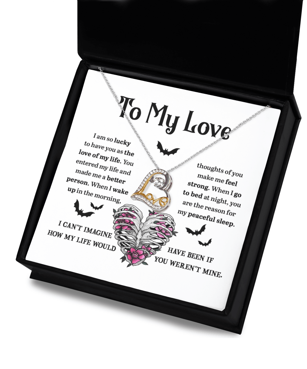 Soulmate, Wife, Girlfriend - Love of My Life Halloween Inspired Love Dancing Heart Necklace - Mallard Moon Gift Shop