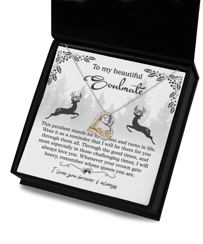 To My Beautiful Soulmate I Will Be There For You Christmas Anniversary Heart Pendant Necklace for Wife Girlfriend Jewelry - Mallard Moon Gift Shop
