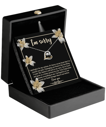 Apology Gift for Girlfriend, Wife, Soulmate - Sorry, The Last Thing - Love Dancing Heart Pendant Necklace - Mallard Moon Gift Shop