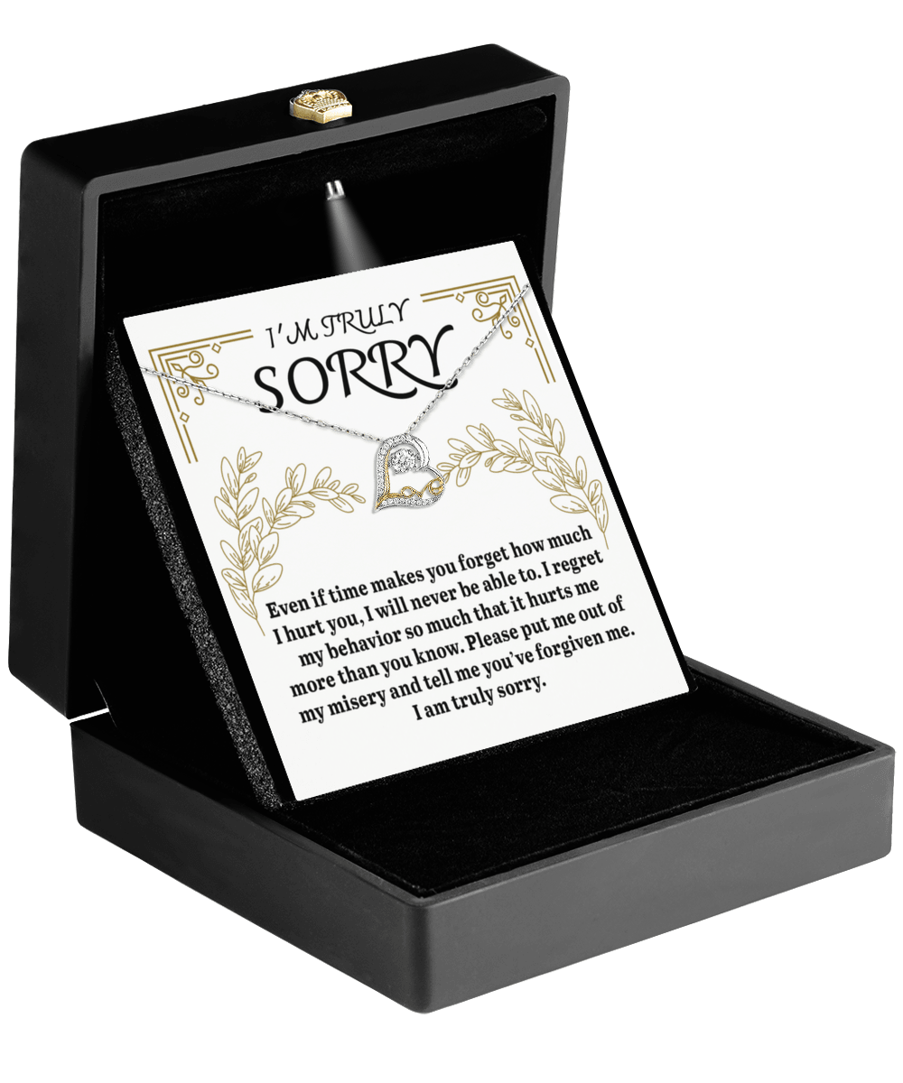 Apology Gift for Girlfriend, Wife, Soulmate - Sorry, It Hurts Me - Love Dancing Heart Pendant Necklace - Mallard Moon Gift Shop