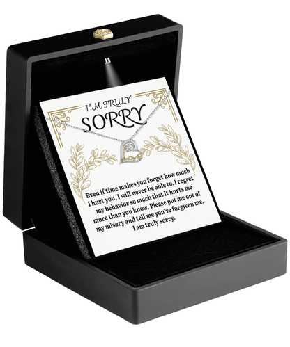Apology Gift for Girlfriend, Wife, Soulmate - Sorry, It Hurts Me - Love Dancing Heart Pendant Necklace - Mallard Moon Gift Shop