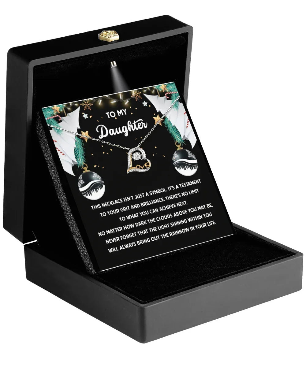 Daughter Christmas Present - The Rainbow - Love Dancing Heart Pendant Necklace
