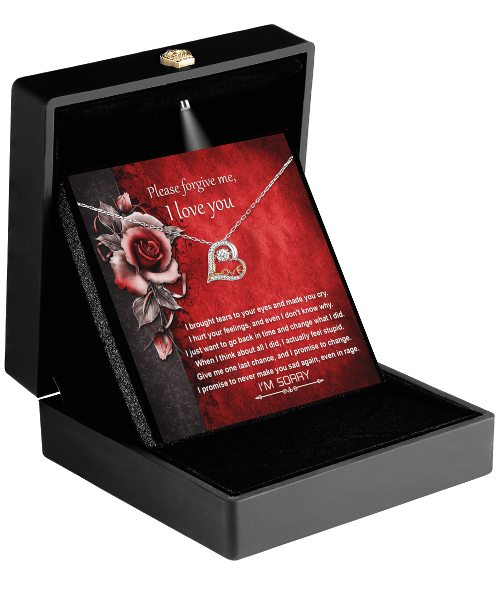 Apology Gift for Girlfriend, Wife, Soulmate - Sorry, One Last Chance - Love Dancing Heart Pendant Necklace - Mallard Moon Gift Shop