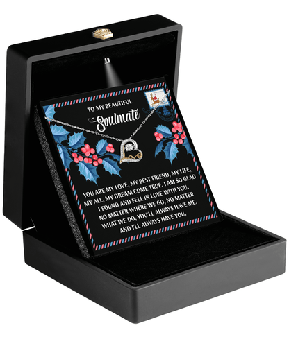 To My Beautiful Soulmate My Love, Best Friend, My Life Christmas Anniversary Heart Pendant Necklace for Wife Girlfriend Jewelry - Mallard Moon Gift Shop
