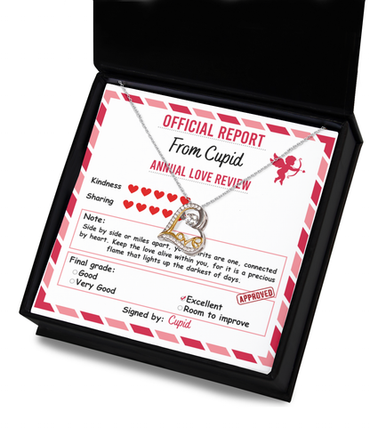 Cupid’s Official Love Report - Love Dancing Heart Necklace – A Fun and Heartfelt Valentine’s Day Gift - Mallard Moon Gift Shop