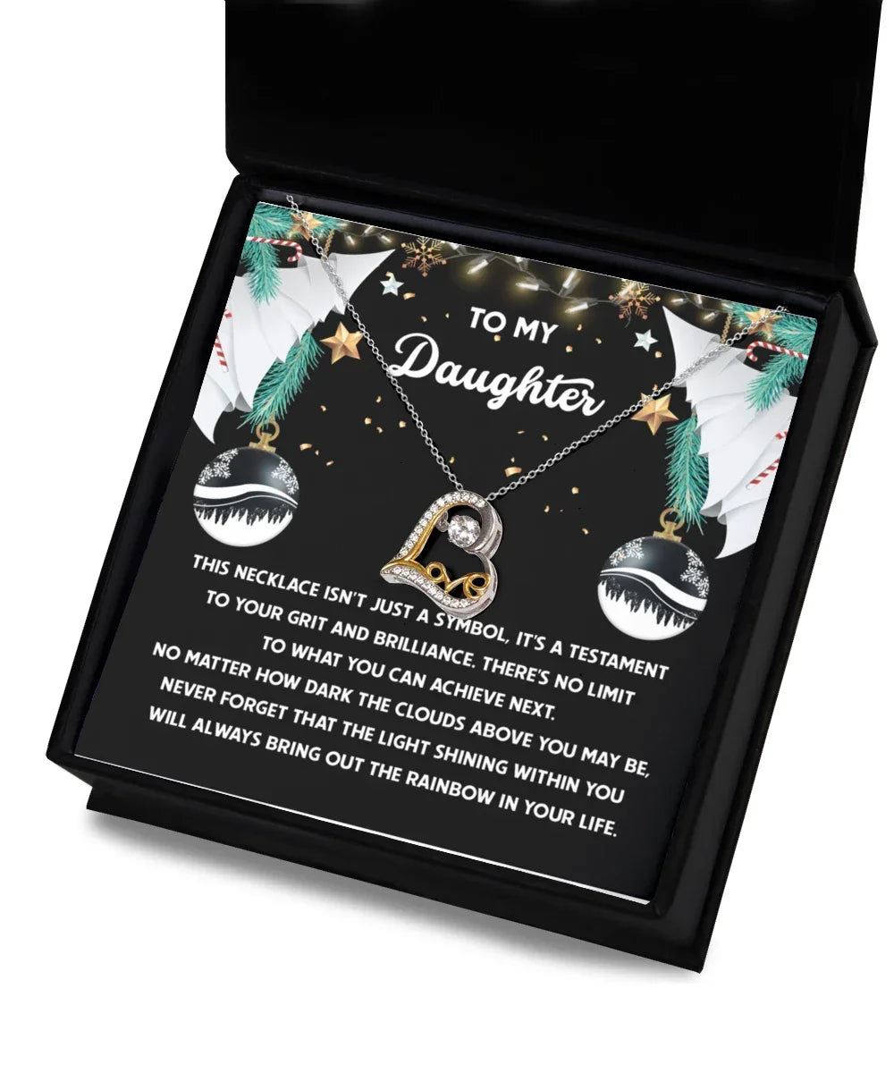 Daughter Christmas Present - The Rainbow - Love Dancing Heart Pendant Necklace